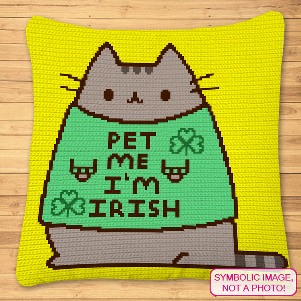 St. Patrick's Day FREE Crochet Pillow Pattern. PDF Download. Don't you just love this Cute Irish Cat Pattern. And it is FREE. How does it get any better than that? This FREE Pusheen Cat Crochet Pattern includes Graphs, and Written Instructions for a Crochet Blanket, and Crochet Pillow. Click to Download!