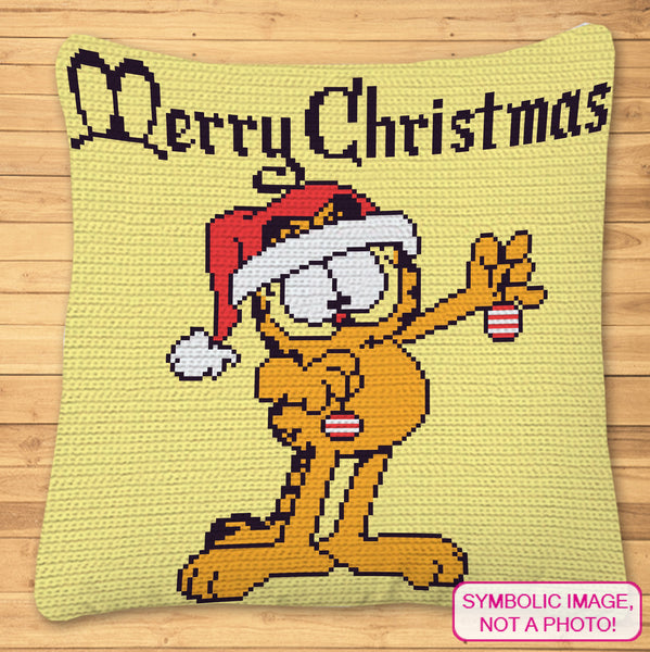Christmas Garfield FREE Crochet Pattern - Tapestry crochet Blanket and Pillow Pattern