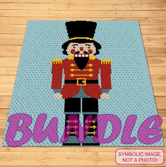 Crochet Nutcracker Pattern (Black), Crochet BUNDLE: C2C Crochet Blanket Pattern, Crochet Pillow Pattern
