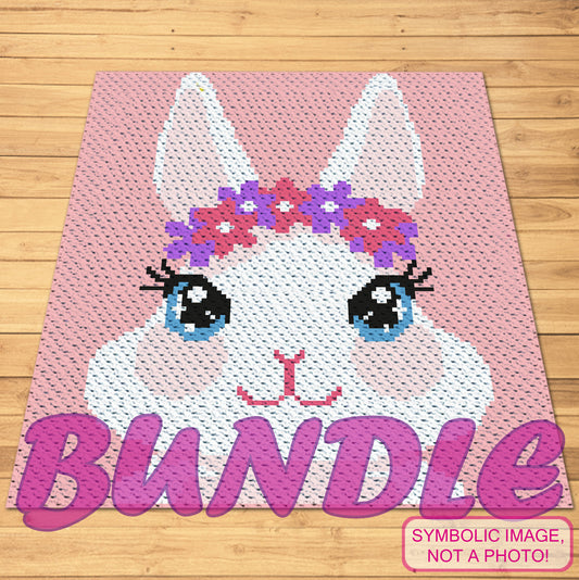 Crochet Bunny Pattern - Crochet BUNDLE: C2C Graphgan Pattern, Easter Crochet Pillow Pattern