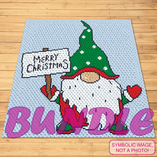 Merry Christmas Green Gnome - Crochet BUNDLE - C2C Blanket and Pillow Pattern