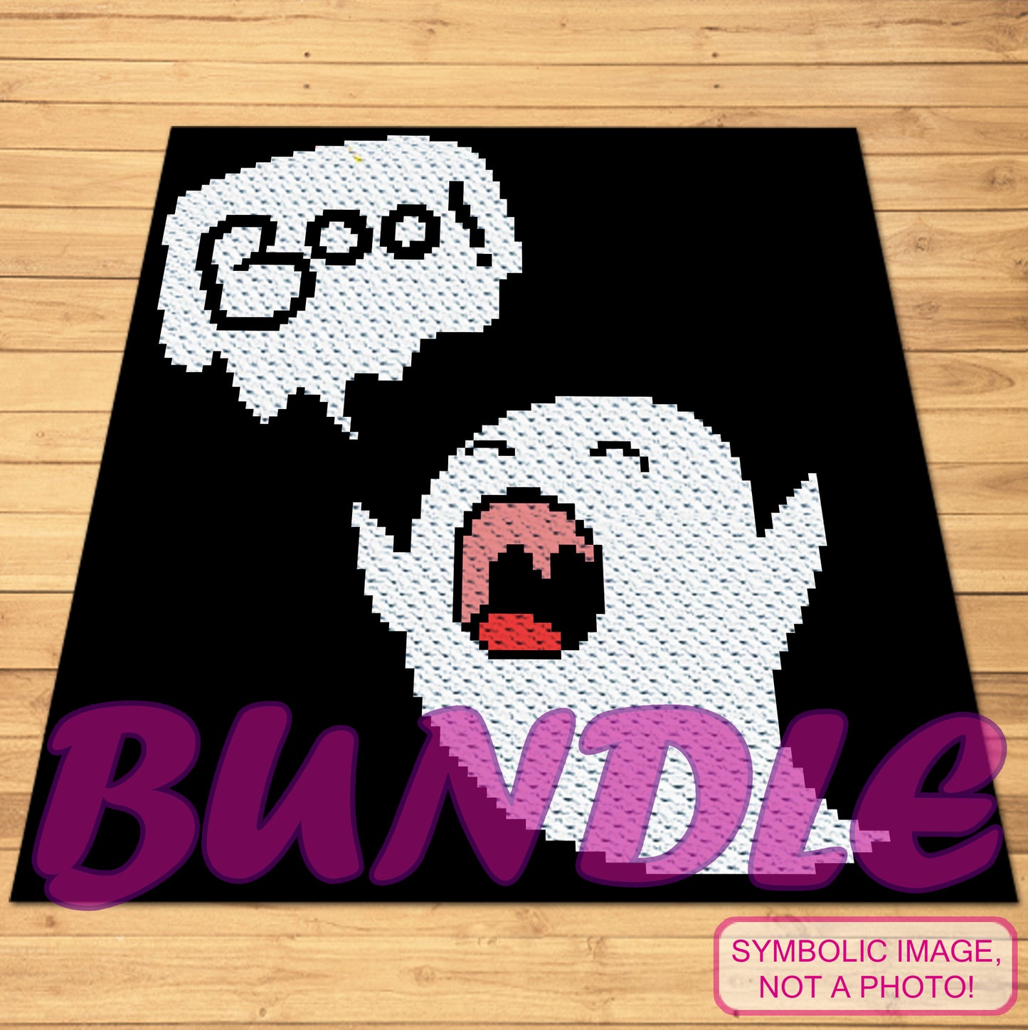 Boo Halloween Crochet Ghost Pattern, Crochet BUNDLE: C2C Blanket Pattern, Crochet Pillow Pattern