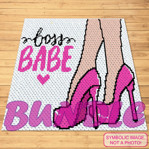 Boss Babe, Crochet Feminist BUNDLE: C2C Crochet Blanket Pattern, Crochet Pillow Pattern
