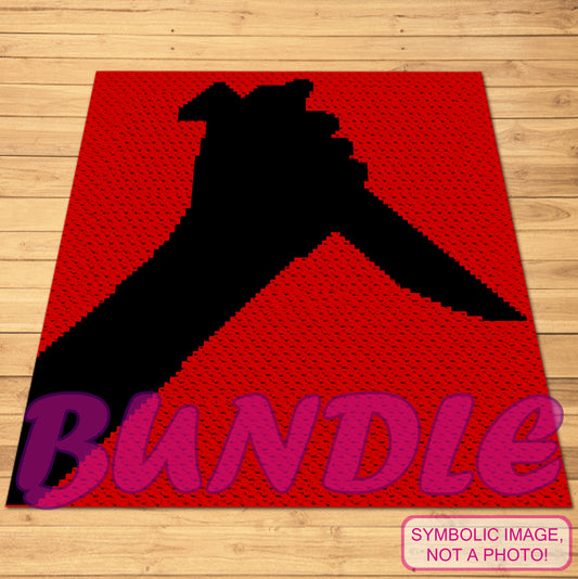 Psycho Knife Crochet Pattern BUNDLE: C2C Afghan Pattern, Crochet Pillow Pattern