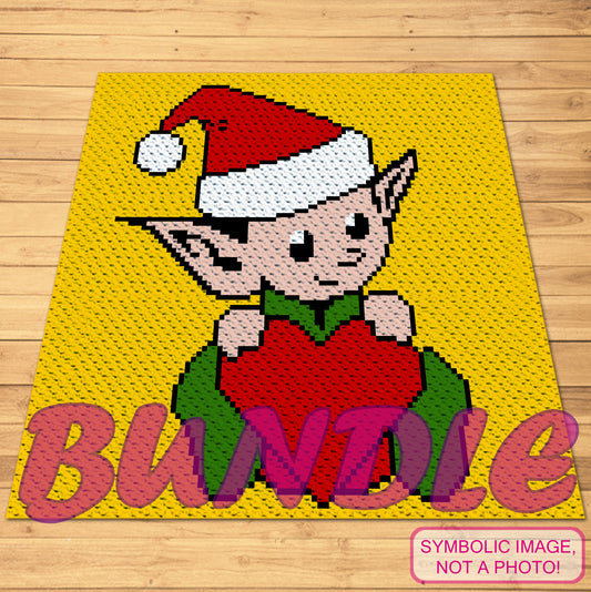 Crochet Elf Pattern - Crochet BUNDLE: C2C Christmas Blanket Pattern, Christmas Crochet Pillow Pattern