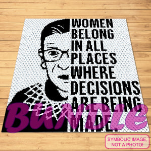 Ruth Bader Ginsburg Crochet is a Graphgan with Written Instructions, PDF Download.  This Bundle includes a Tapestry (SC) Crochet Pattern for a Blanket and a Pillow, and a C2C Afghan Pattern. Both with Written Instructions. Click for more!