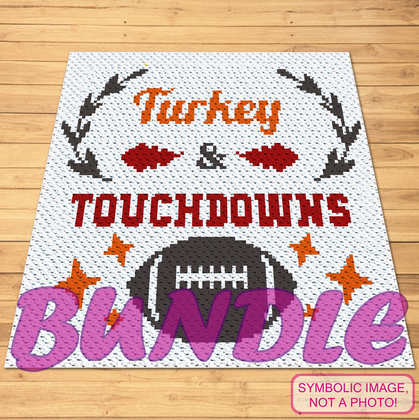Thanksgiving Crochet Pattern, Touchdowns Crochet BUNDLE: C2C Crochet Blanket Pattern, Crochet Pillow Pattern