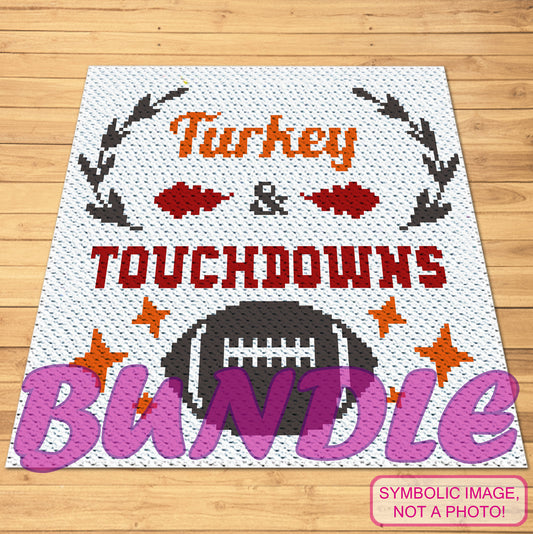 Thanksgiving Crochet Pattern, Touchdowns Crochet BUNDLE: C2C Crochet Blanket Pattern, Crochet Pillow Pattern