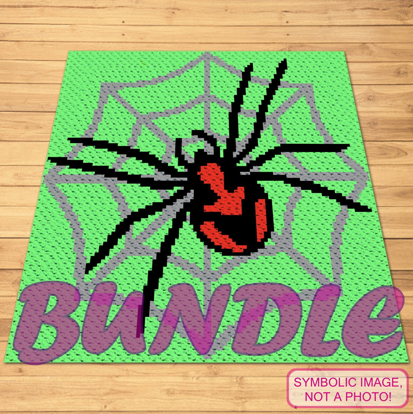Crochet Spider Pattern - Crochet BUNDLE: C2C Crochet Pattern, Halloween Crochet Pillow Pattern
