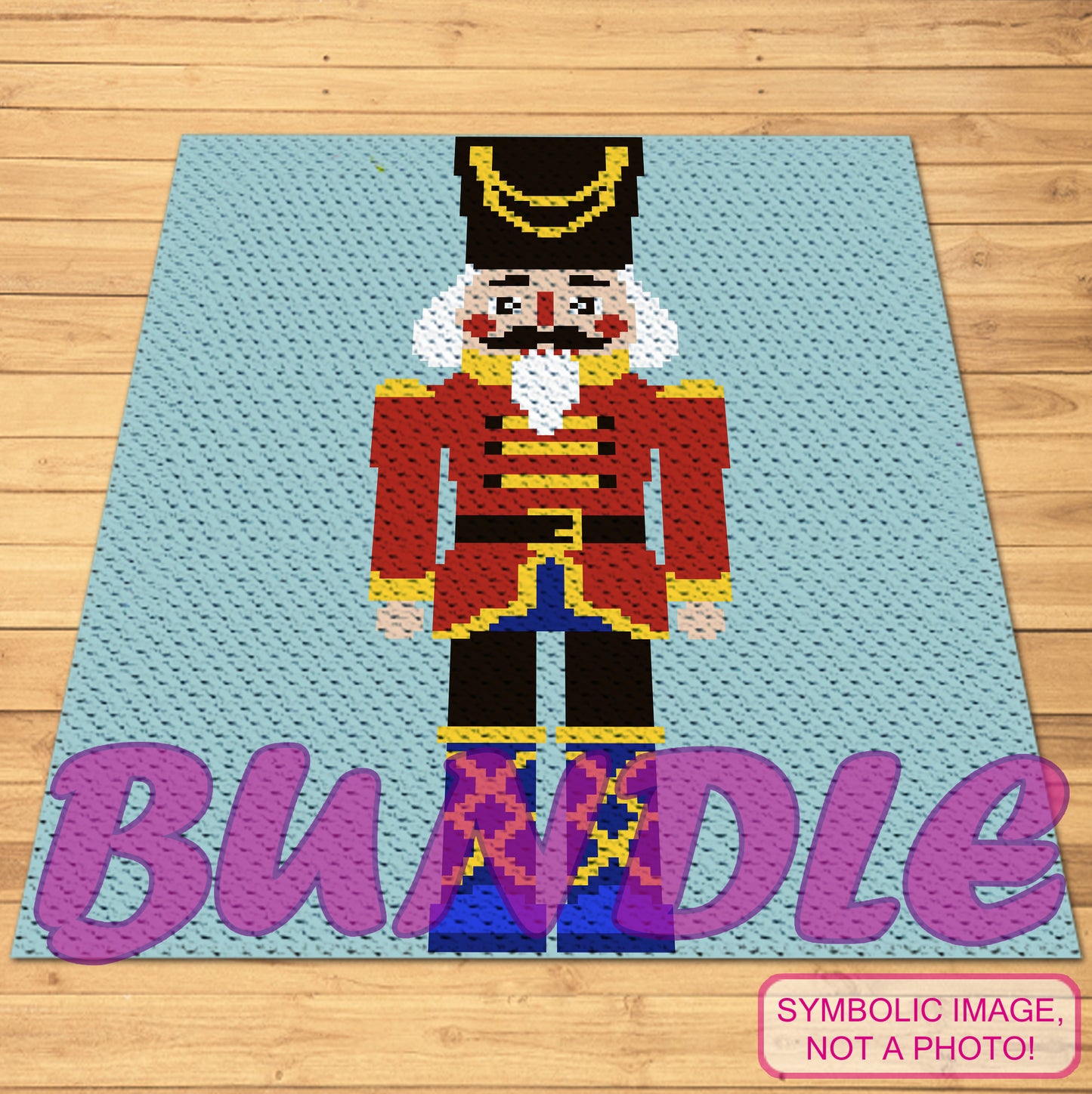 Crochet Nutcracker Pattern (White), Crochet BUNDLE: C2C Christmas Crochet Afghan Pattern + Crochet Pillow Pattern.