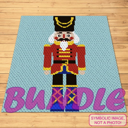 Crochet Nutcracker Pattern (White), Crochet BUNDLE: C2C Christmas Crochet Afghan Pattern + Crochet Pillow Pattern.
