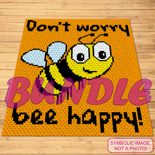 Crochet Bee Pattern, Bee Happy BUNDLE: C2C Crochet Pattern, Crochet Bee Pillow Pattern