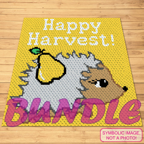 Happy Harvest Hedgehog Crochet BUNDLE: C2C Crochet Blanket Pattern, Crochet Pillow Pattern