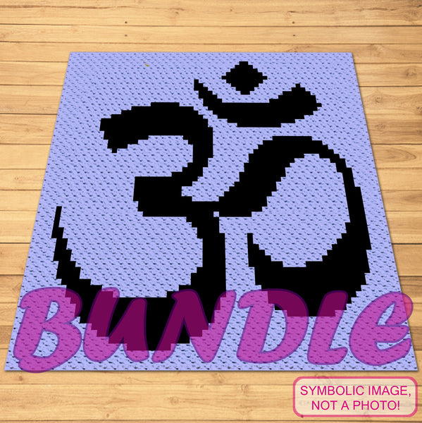 Om Sign Yoga Crochet Pattern - Crochet BUNDLE: C2C Crochet Blanket Pattern, Crochet Pillow Pattern