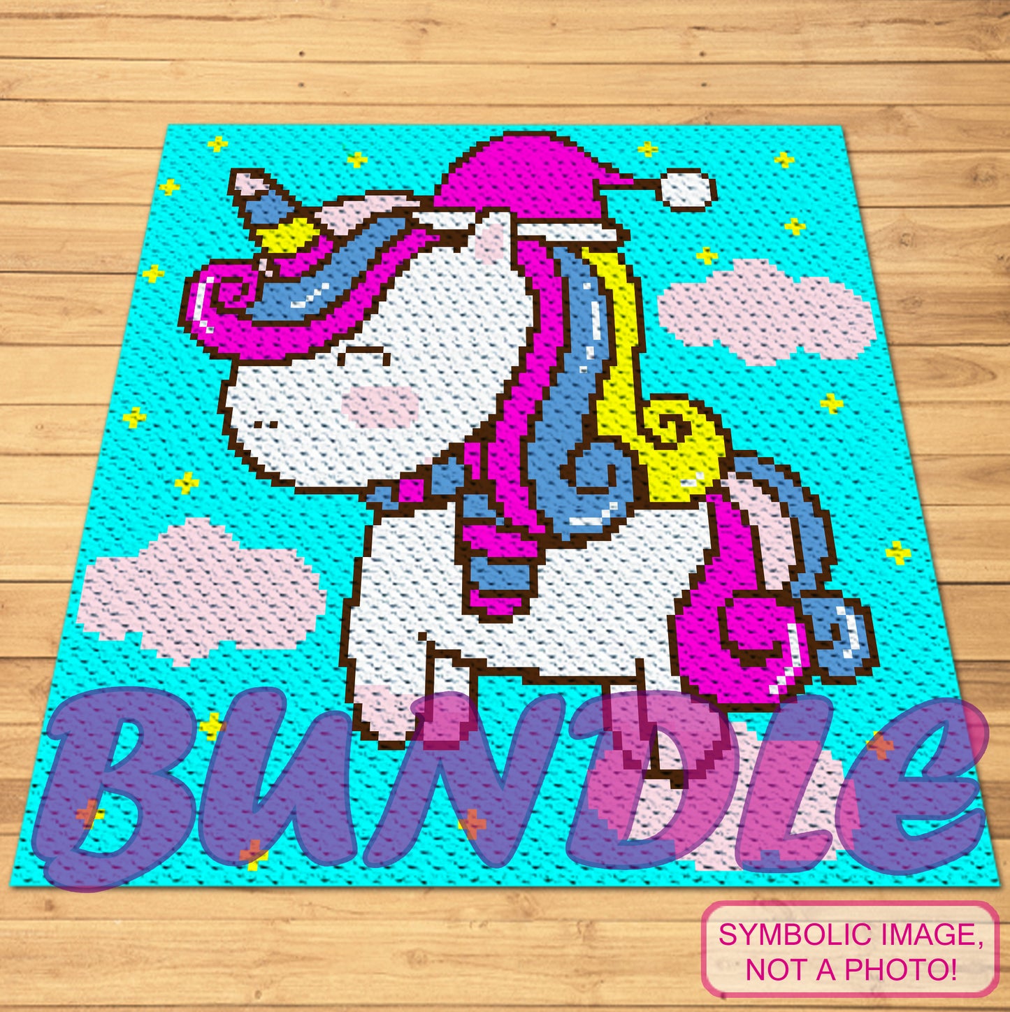 Unicorn Crochet Blanket - Crochet BUNDLE: C2C Unicorn Pattern, Crochet Unicorn Pillow