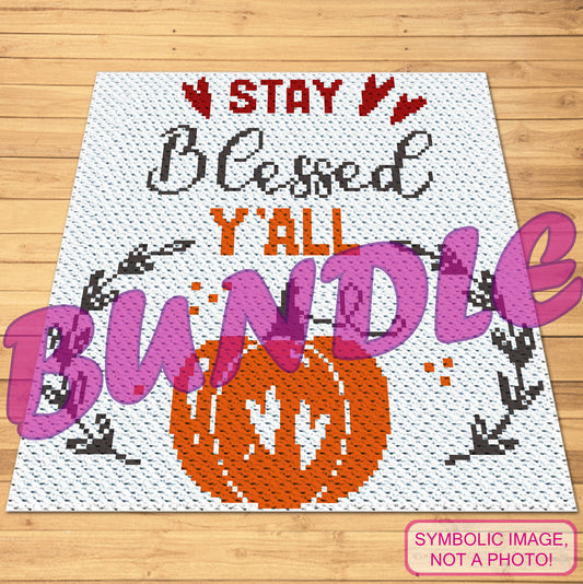 Stay Blessed Thanksgiving Crochet Pattern- SMALL BUNDLE: C2C Crochet Blanket Pattern, Crochet Pillow Pattern