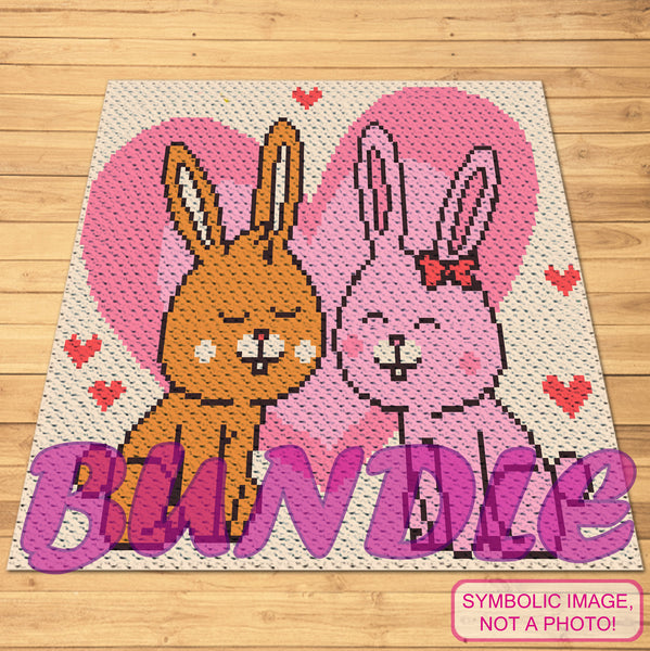 Crochet Bunny Pattern is a Graph Pattern with Written Instructions, PDF Digital Files. This Bundle includes a C2C Blanket Pattern, and a Tapestry Crochet Blanket and Pillow Pattern. Both with Written Instructions. You can use the technique you like better. Click to learn more!