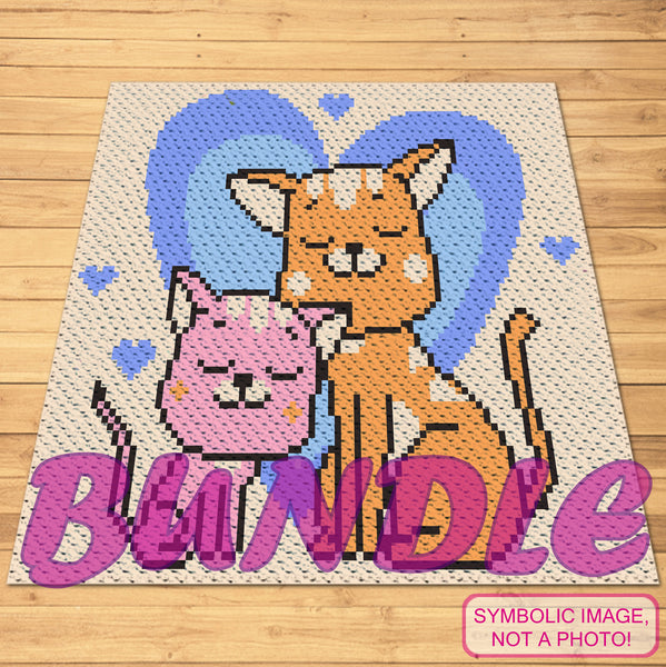 Crochet Cat Pattern is a Graph Pattern with Written Instructions, PDF Digital Files. This BUNDLE includes a C2C Blanket Pattern, and Tapestry Crochet Blanket, and Pillow Pattern. Both with Written Instructions. Separate Patterns are also available. Click to learn more!