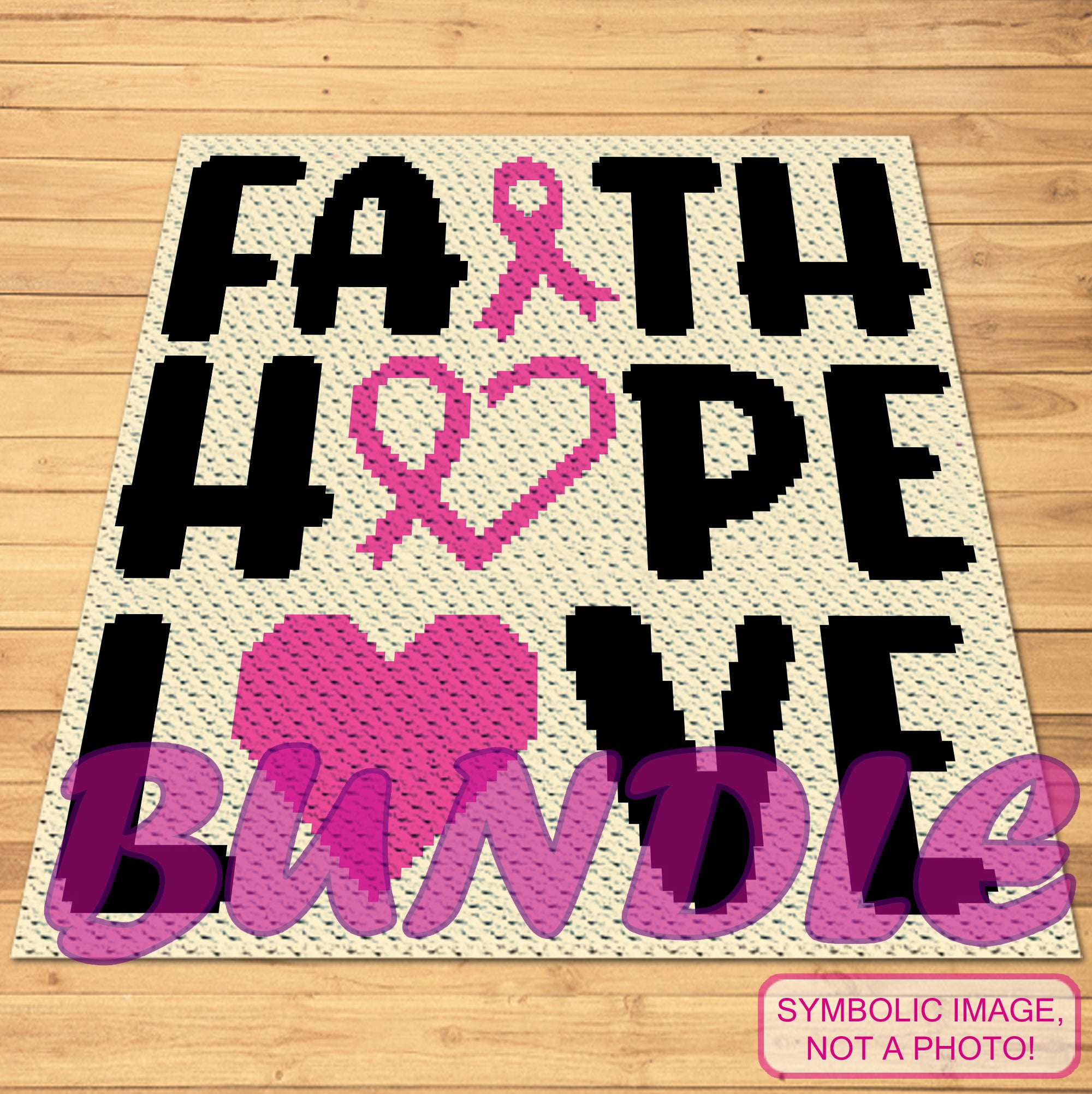 Faith Hope Love Crochet BUNDLE: C2C Blanket Pattern, Crochet Pillow Pattern
