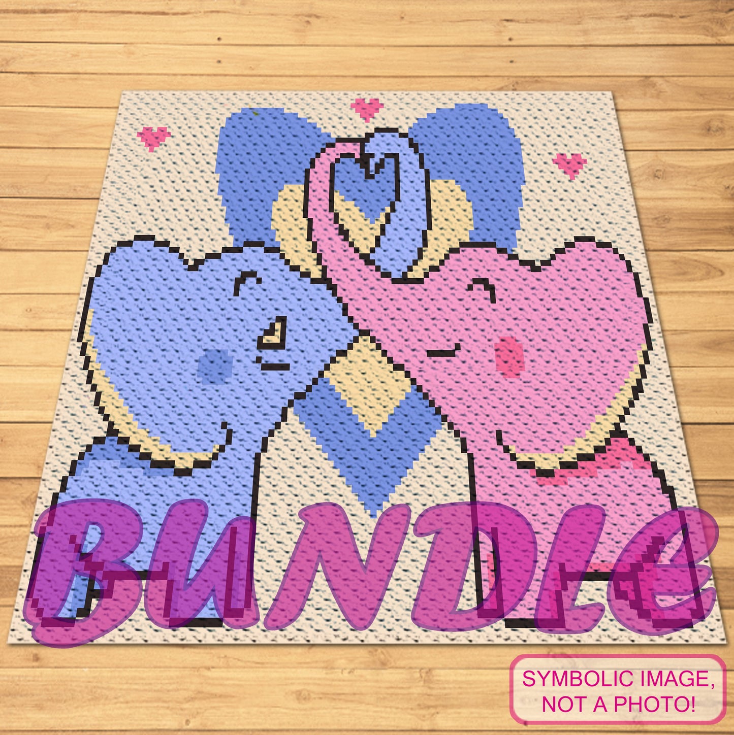 Crochet Elephants in Love Pattern BUNDLE - C2C Graphgan Pattern, Crochet Elephant Pillow
