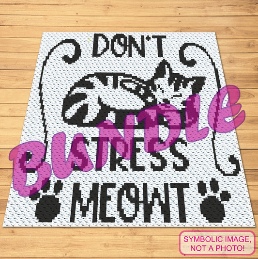 Don't Stress - Crochet BUNDLE: C2C Cat Blanket Pattern, Crochet Pillow Pattern