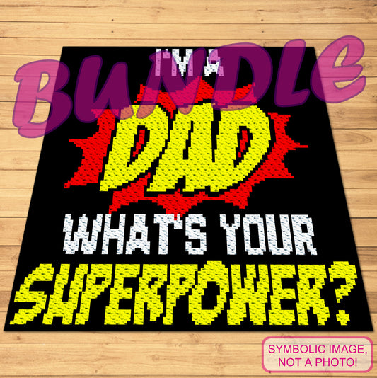 Super Dad Crochet Family Pattern BUNDLE: C2C Crochet Blanket, Crochet Pillow Pattern