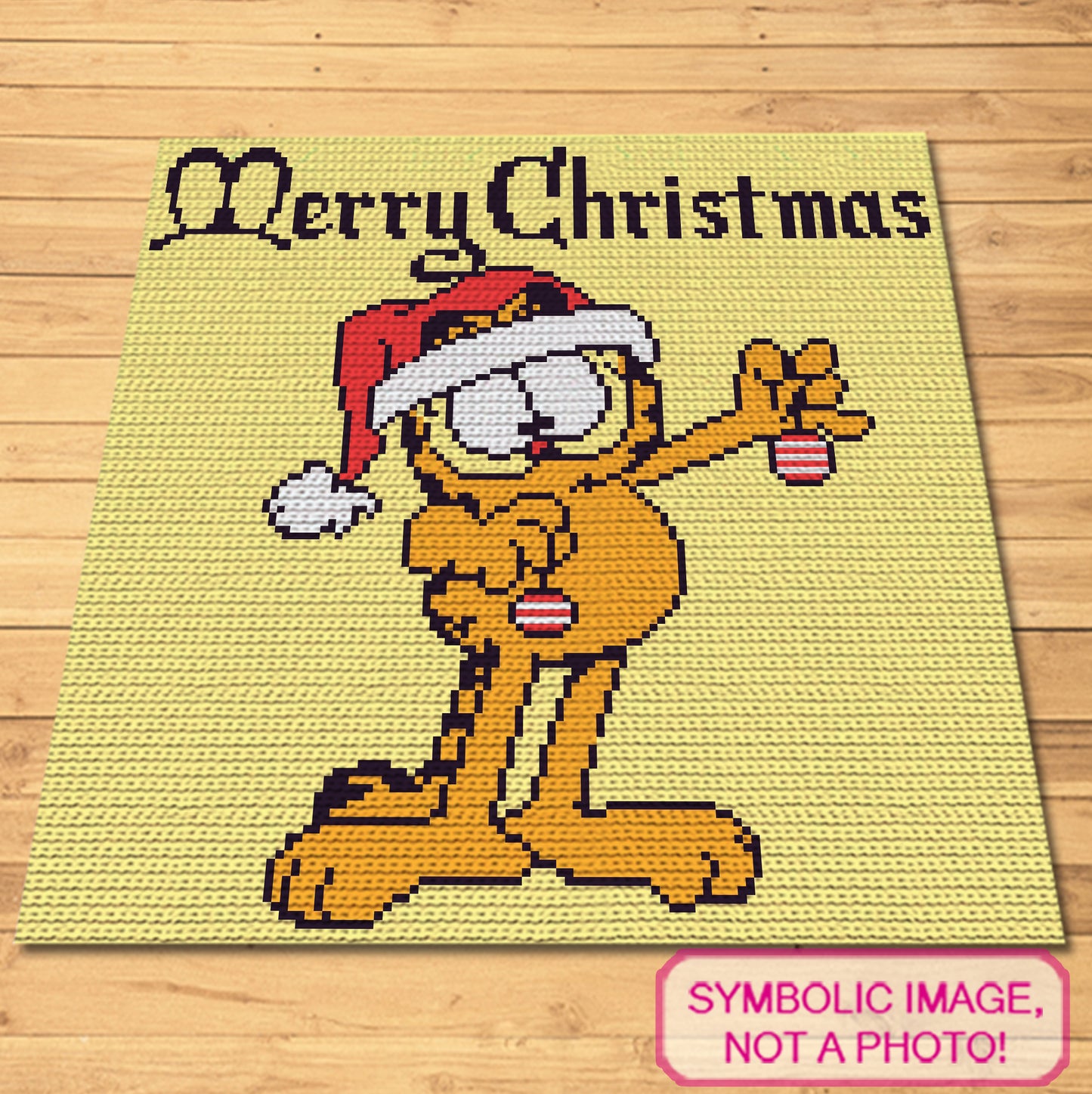 Christmas Garfield FREE Crochet Pattern - Tapestry crochet Blanket and Pillow Pattern