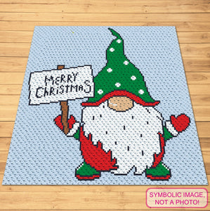 Merry Christmas Green Gnome - C2C Afghan Pattern