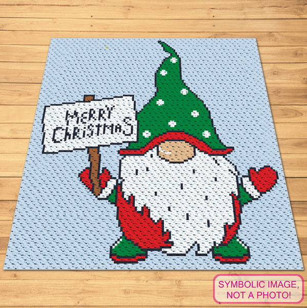 Merry Christmas Green Gnome - Crochet BUNDLE - C2C Blanket and Pillow Pattern