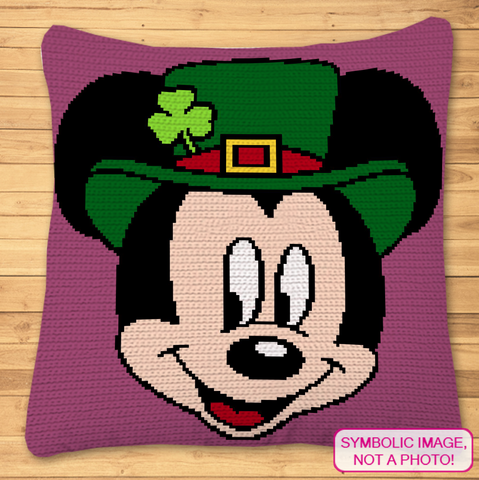 FREE Disney St. Patrick's Day Crochet Pattern - Mickey Mouse Crochet Pattern  This is a Tapestry Crochet Blanket Pattern. The Pattern also includes instructions to create the Pillow. Click to learn more!
