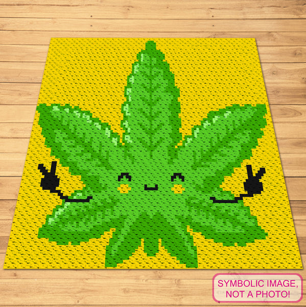 Crochet Marijuana Leaf - Hippie Crochet BUNDLE: C2C Crochet Blanket Pattern, Tapestry Crochet Pillow Pattern