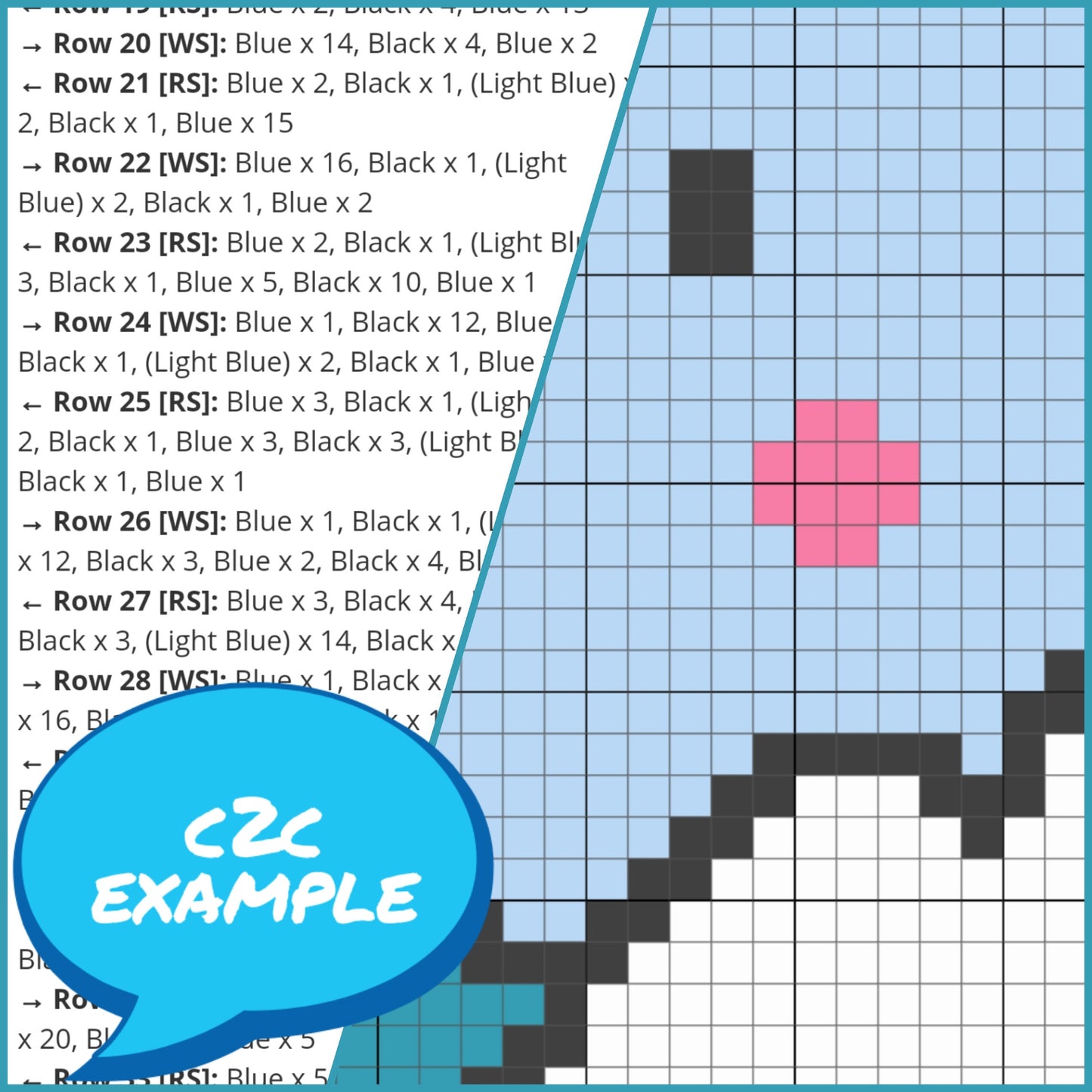Crochet Elephant (Blue) - Crochet BUNDLE: C2C Crochet Blanket Pattern and Crochet Pillow Pattern