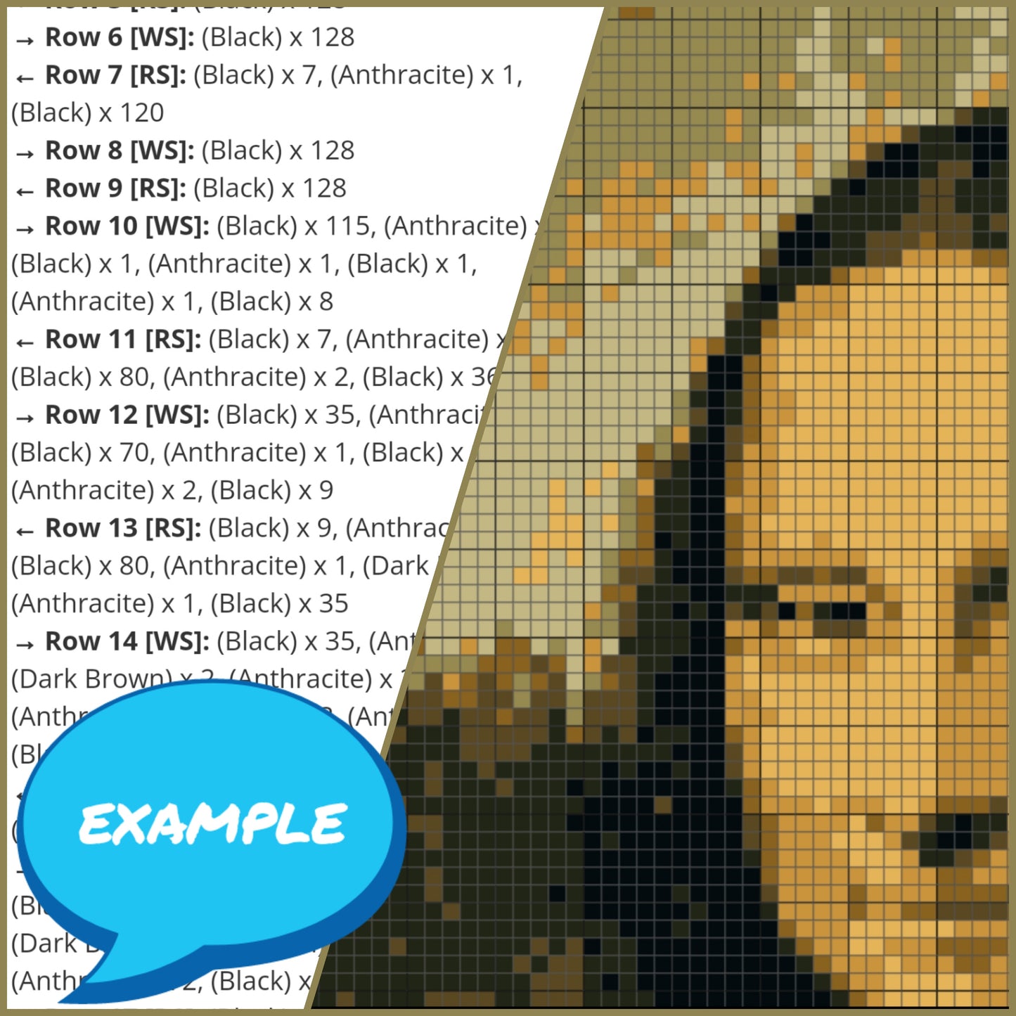 Crochet Portrait Mona Lisa - Tapestry Crochet Blanket Pattern