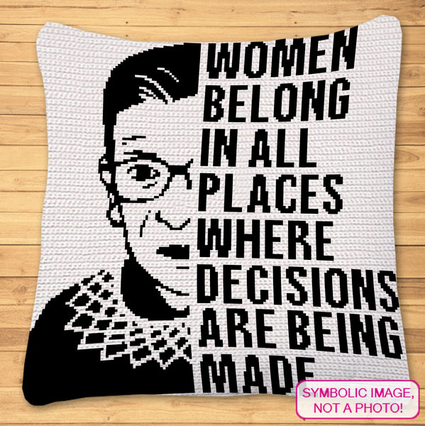 Ruth Bader Ginsburg Crochet is a Graphgan with Written Instructions, PDF Download. This is a Tapestry (SC) Crochet Pattern for a Blanket and a Pillow with Written Instructions. Click Here For More!