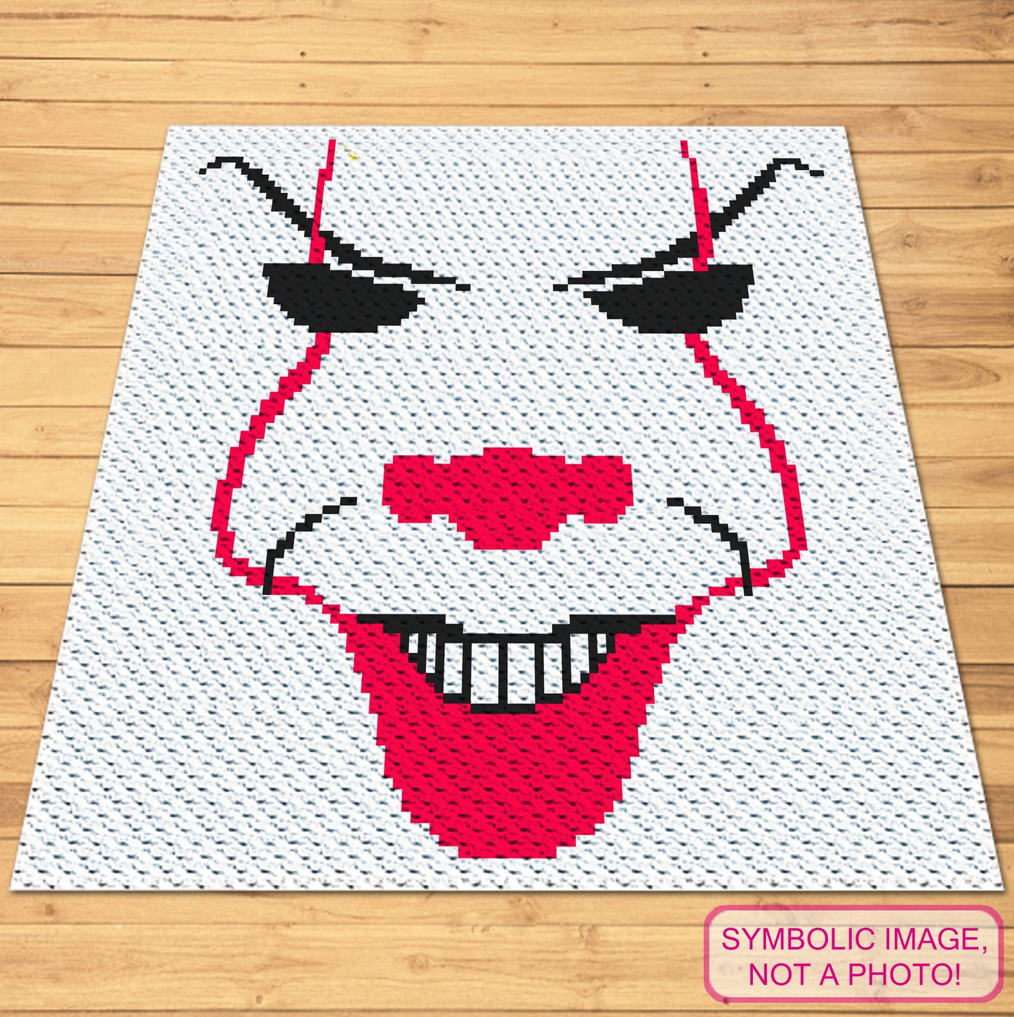 Scary Clown FREE Crochet Pattern.  Download the PDF Pattern for Corner to Corner Blanket Pattern for FREE. This Pattern also Includes Written Instructions. Click to learn more!