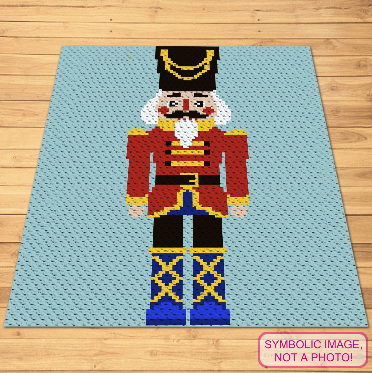 Crochet Nutcracker Pattern (White), Crochet BUNDLE: C2C Christmas Crochet Afghan Pattern + Crochet Pillow Pattern.