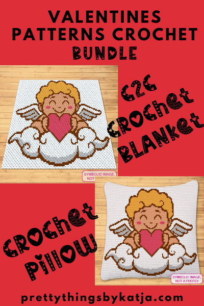 Crochet Cupid BUNDLE is a Graph Pattern with Written Instructions, PDF Digital Files. This Bundle includes a C2C Blanket Patter, and Tapestry Crochet Blanket and Pillow Pattern. Both with Written instructions. You can use the technique you like better. Click for more!