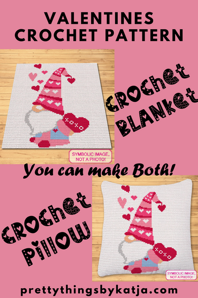 Valentines Crochet Blanket and Pillow Pattern with Written Instructions. Click to learn more!