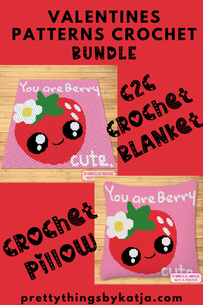 Valentines Day Crochet Bundle - C2C Blanket Pattern, and Crochet Pillow Pattern