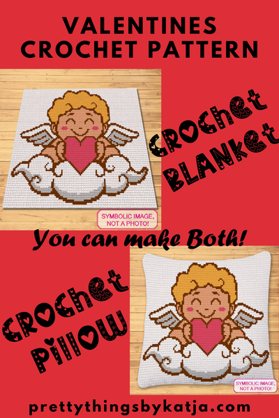 Valentines Day Crochet Pattern - Tapestry Croceht Blanket and Pillow Pattern with Written Instructions. Click to learn more!