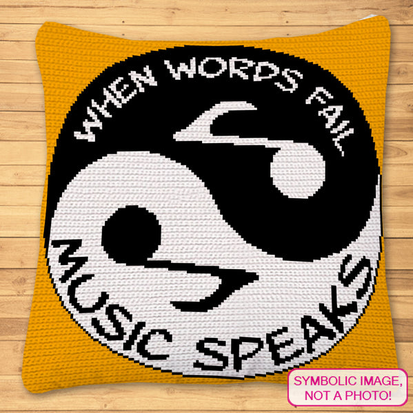 Yin Yang Music Crochet Pattern - Crochet BUNDLE: C2C Blanket Pattern, Yoga Crochet Pillow Pattern