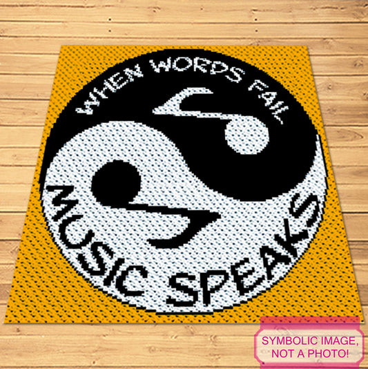 Yin Yang Music Crochet Pattern - Crochet BUNDLE: C2C Blanket Pattern, Yoga Crochet Pillow Pattern
