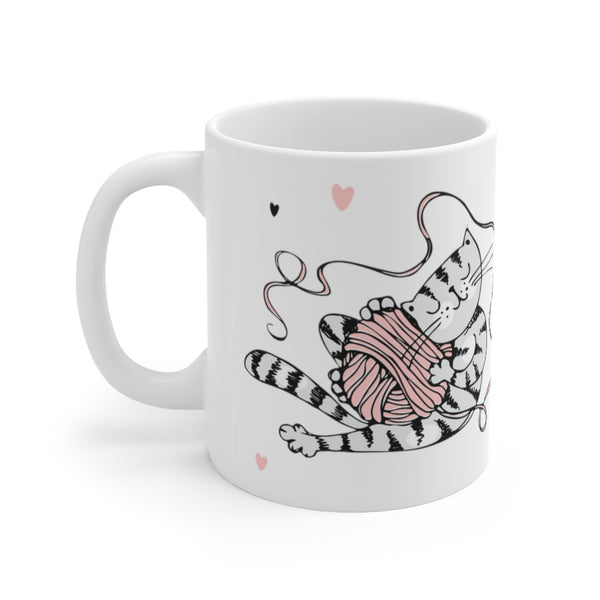 Cute Cat Mug. Pefrect Yarn lover gift.