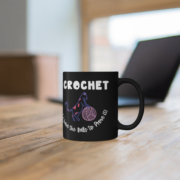 Warm-up with a nice cuppa out of this Crochet ceramic coffee mug. Make that "aaahhh!" moment when you finally get a chance to crochet even better with this cute Crochet Mug. It’s microwave & dishwasher-safe and made of white, durable ceramic in 11-ounce size. This Cute Mug is the perfect gift for the coffee, tea, and chocolate lovers who enjoy Crocheting and Yarn. A White Crochet Mug is also available.