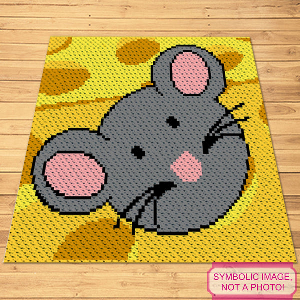 Mouse in a Cheese Crochet BUNDLE: C2C Mouse Blanket, Crochet Pillow Pattern