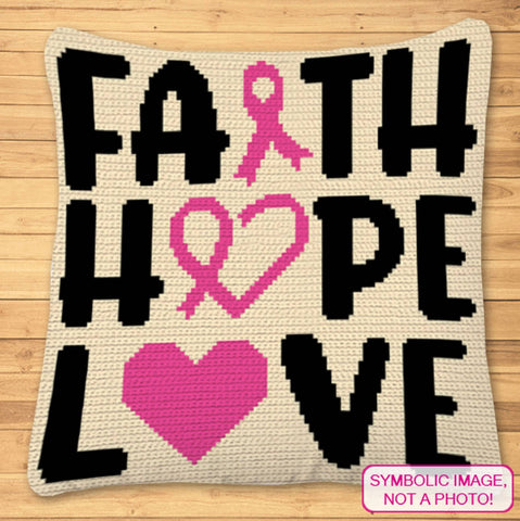 Faith Hope Love - Tapestry Crochet Blanket Pattern, Crochet Pillow Pattern