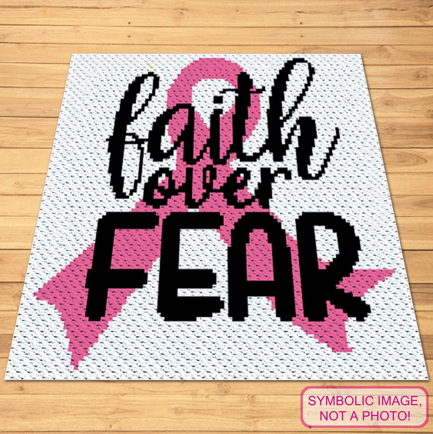 Faith Over Fear - C2C Chemo Crochet Afghan Pattern, Pink Ribbon Crochet
