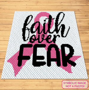 Faith Over Fear - C2C Chemo Crochet Afghan Pattern, Pink Ribbon Crochet