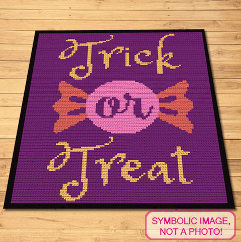 Trick Or Treat Halloween Crochet Blanket, Crochet Pillow Pattern