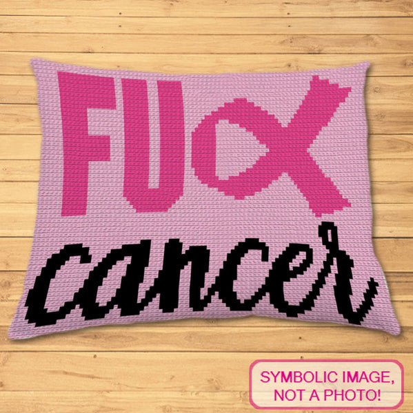 Fuck Cancer Crochet Pillow Pattern - Chemo Crochet, Awareness Ribbon Pattern